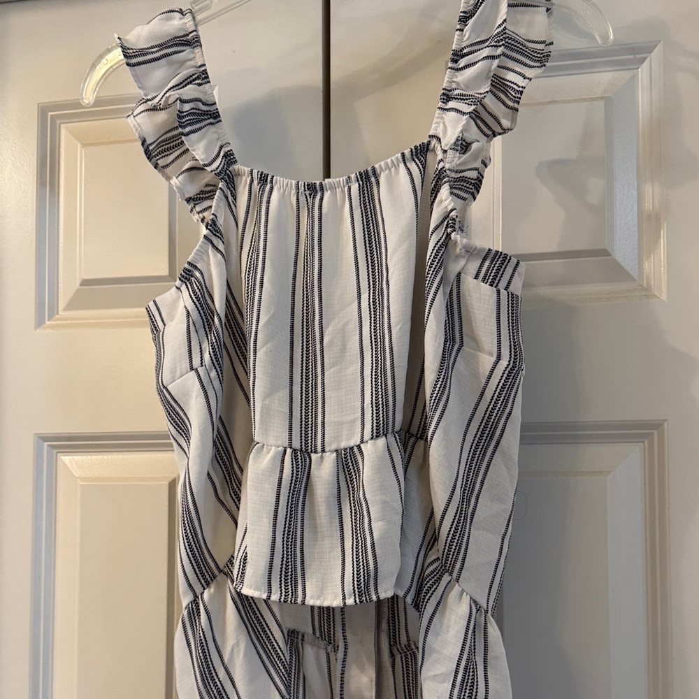Moa Moa Black and White Striped Ruffle Tank Top - Picture 4 of 5